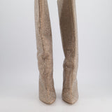 Paris Texas Beige Suede Heeled Crystal Embellished Knee-High Boots EU 37