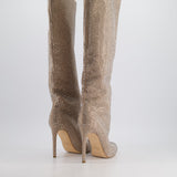 Paris Texas Beige Suede Heeled Crystal Embellished Knee-High Boots EU 37