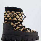 Prada Brown & Black Triangle Logo Padded Apres-Ski Boots Size EU 39/40