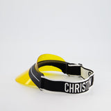 Christian Dior Club Yellow & Black Translucent Visor With Elasticated J'Adior Logo Strap