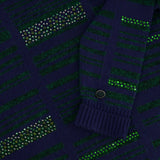 Chanel Navy Cashmere Long-Sleeve Jumper with Green Sequin Embellishments Size FR 36 (UK 8)