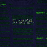 Chanel Navy Cashmere Long-Sleeve Jumper with Green Sequin Embellishments Size FR 36 (UK 8)