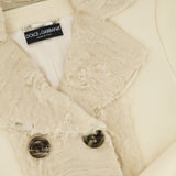 Dolce & Gabbana Cream Jacket with Textured Collar and Large Buttons Detail Size IT 40 (UK 8)