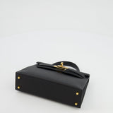 Hermès Mini Kelly II 20cm in Black Epsom Leather with Gold Hardware