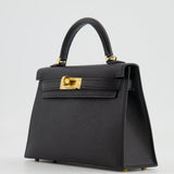 Hermès Mini Kelly II 20cm in Black Epsom Leather with Gold Hardware