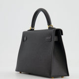 Hermès Mini Kelly II 20cm in Black Epsom Leather with Gold Hardware