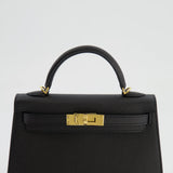 Hermès Mini Kelly II 20cm in Black Epsom Leather with Gold Hardware