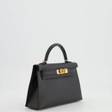 Hermès Mini Kelly II 20cm in Black Epsom Leather with Gold Hardware