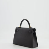 Hermès Mini Kelly II 20cm in Black Epsom Leather with Gold Hardware