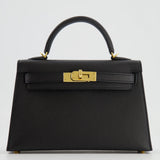 Hermès Mini Kelly II 20cm in Black Epsom Leather with Gold Hardware