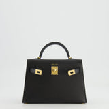 Hermès Mini Kelly II 20cm in Black Epsom Leather with Gold Hardware