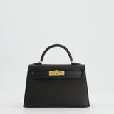 Hermès Mini Kelly II 20cm in Black Epsom Leather with Gold Hardware