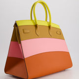 Hermès Birkin 35cm Sellier Sunrise Rainbow Bag in Epsom Lime / Sesame / Rose Confetti / Terre Battue Leather with Palladium Hardware