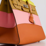 Hermès Birkin 35cm Sellier Sunrise Rainbow Bag in Epsom Lime / Sesame / Rose Confetti / Terre Battue Leather with Palladium Hardware