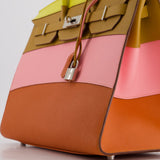 Hermès Birkin 35cm Sellier Sunrise Rainbow Bag in Epsom Lime / Sesame / Rose Confetti / Terre Battue Leather with Palladium Hardware