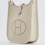 Hermès Mini Evelyne Bag in Beton Clemence Leather with Palladium Hardware