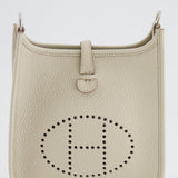 Hermès Mini Evelyne Bag in Beton Clemence Leather with Palladium Hardware