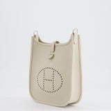 Hermès Mini Evelyne Bag in Beton Clemence Leather with Palladium Hardware