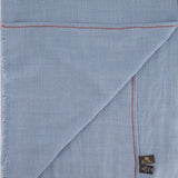 Loro Piana Wool Baby Blue Shawl Scarf with Red Stitch Detail