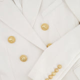 Balmain White Tweed Blazer Jacket with Gold Button Details Size FR 34 (UK 6)