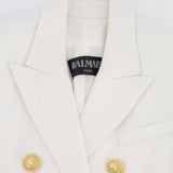 Balmain White Tweed Blazer Jacket with Gold Button Details Size FR 34 (UK 6)