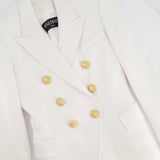 Balmain White Tweed Blazer Jacket with Gold Button Details Size FR 34 (UK 6)