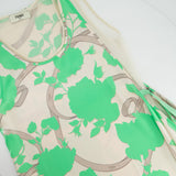 Fendi Green Leaf Print Asymmetric Midi Dress with Waist Tie Detail Size IT 40 (UK 8)