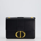 Christian Dior Black 30 Montaigne Medium Flap Bag in Calfskin Leather with Gold Hardware RRP £3000