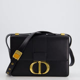 Christian Dior Black 30 Montaigne Medium Flap Bag in Calfskin Leather with Gold Hardware RRP £3000