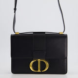 Christian Dior Black 30 Montaigne Medium Flap Bag in Calfskin Leather with Gold Hardware RRP £3000