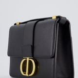 Christian Dior Black 30 Montaigne Medium Flap Bag in Calfskin Leather with Gold Hardware RRP £3000