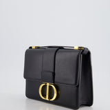 Christian Dior Black 30 Montaigne Medium Flap Bag in Calfskin Leather with Gold Hardware RRP £3000