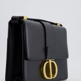 Christian Dior Black 30 Montaigne Medium Flap Bag in Calfskin Leather with Gold Hardware RRP £3000