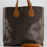 Goyard Voltaire Tan and Black Shoulder Tote Bag in Goyardine Canvas and Chevroches Calfskin