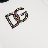 Dolce & Gabbana White Multi-Coloured Crystal DG Logo T-Shirt Size XS (UK 4-6)