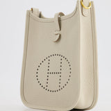 Hermès Mini Evelyne Bag in Beton Clemence Leather with Gold Hardware