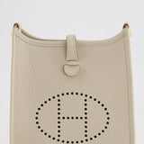 Hermès Mini Evelyne Bag in Beton Clemence Leather with Gold Hardware