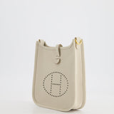 Hermès Mini Evelyne Bag in Beton Clemence Leather with Gold Hardware