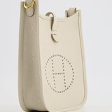 Hermès Mini Evelyne Bag in Beton Clemence Leather with Gold Hardware