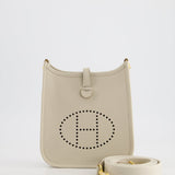 Hermès Mini Evelyne Bag in Beton Clemence Leather with Gold Hardware