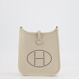 Hermès Mini Evelyne Bag in Beton Clemence Leather with Gold Hardware