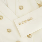 Balmain Cream Wool Blazer Jacket with Gold Buttons and Shoulder Pads Size FR 42 (UK 14)