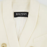 Balmain Cream Wool Blazer Jacket with Gold Buttons and Shoulder Pads Size FR 42 (UK 14)