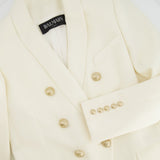 Balmain Cream Wool Blazer Jacket with Gold Buttons and Shoulder Pads Size FR 42 (UK 14)