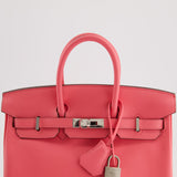 Hermès Birkin 25cm Bag in Rose Azalee Swift Leather with Palladium Hardware