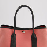 Hermès Garden Party 30cm Bag in Canvas Rose Azalee and Vert Negonda Calfskin Leather with Palladium Hardware