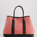 Hermès Garden Party 30cm Bag in Canvas Rose Azalee and Vert Negonda Calfskin Leather with Palladium Hardware