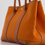 Hermès Garden Party 30cm Bag in Potiron Orange Canvas and Terre Battue Negonda Leather with Palladium Hardware