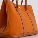 Hermès Garden Party 30cm Bag in Potiron Orange Canvas and Terre Battue Negonda Leather with Palladium Hardware