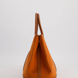 Hermès Garden Party 30cm Bag in Potiron Orange Canvas and Terre Battue Negonda Leather with Palladium Hardware